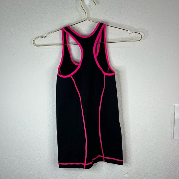 Splash Black and Pink Contrast Trim Stitched One Size Stretch Tank Top Athletic - Picture 5 of 15